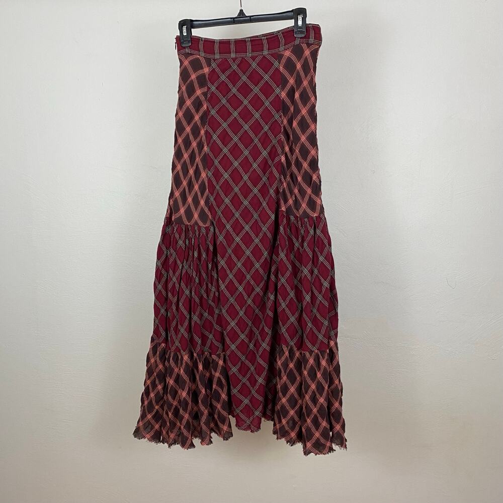 Free People Prairie Dreams Maxi Skirt - Wine Combo - Size 2 - Picture 4 of 11